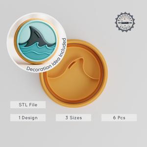 Shark Fin Cookie Cutter & Fondant Stamp, Ocean Fin Shape, 3 Sizes, 6 Pieces, Perfect for Beach & Marine Themes PRODUCT_323