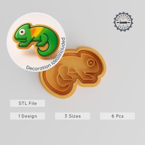 Chameleon Cookie Cutter & Stamp Set, 3 Sizes, Perfect for Cookies & Fondant, Adaptive Reptile Design PRODUCT_69
