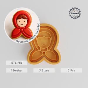 Little Red Riding Hood Cookie Cutter & Stamp Set, Fairy Tale Theme, 6 Pieces, S/M/L, Perfect for Cookies & Fondant PRODUCT_255