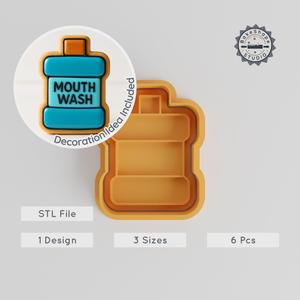 Mouth Wash Cookie Cutter & Stamp, Dental-Themed, Multi-Size Set, Perfect for Fondant, 3 Sizes, 6 Pieces PRODUCT_514