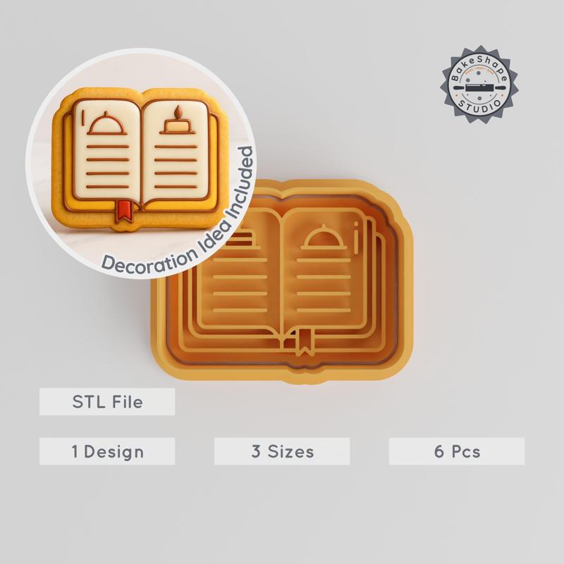 Recipe Book Shape Cutter & Stamp, Perfect for Cookies & Fondant, 6-Piece Set, 3 Sizes S/M/L, Kitchen Baking Tool PRODUCT_736