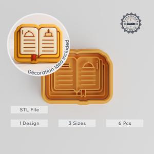 Recipe Book Shape Cutter & Stamp, Perfect for Cookies & Fondant, 6-Piece Set, 3 Sizes S/M/L, Kitchen Baking Tool PRODUCT_736