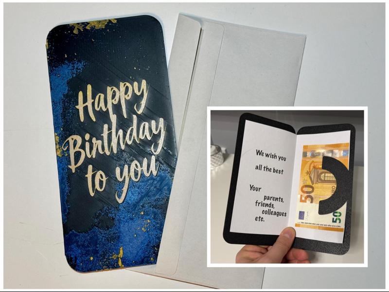 greetings card Happy Birthday black and blue