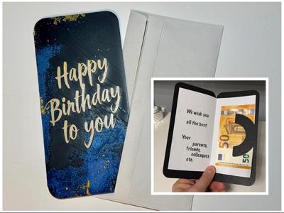 greetings card Happy Birthday black and blue