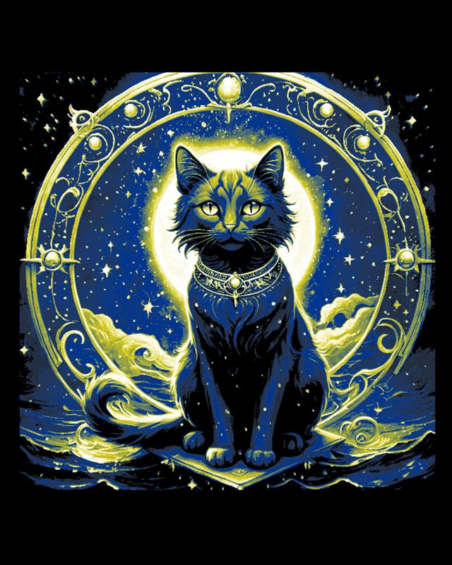 The cosmic cat in the cosmic circle wall art