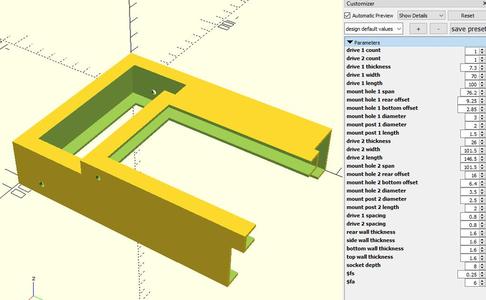 Parametric Multiple SSD / Hard Drive Holding Bracket / Sled - Mixed Type