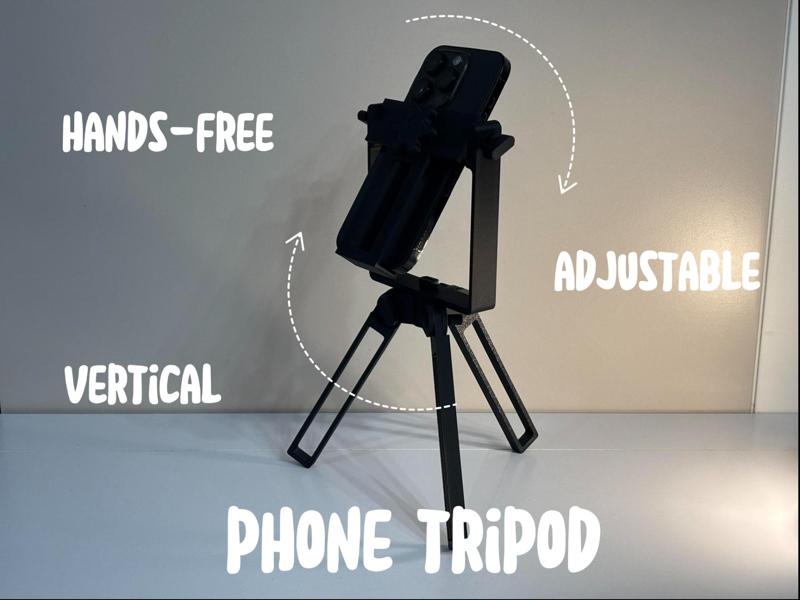 Adjustable Vertical Phone Tripod - Full 3D Printed