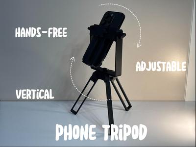 Adjustable Vertical Phone Tripod - Full 3D Printed