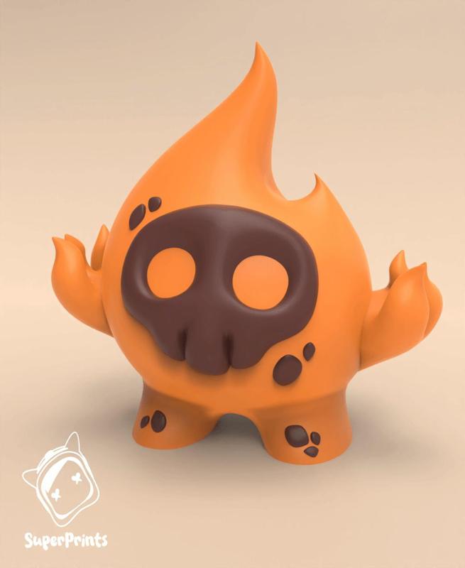 Fire Elemental (or Flaming Skull) - Easy Multicolor FDM RPG Minis (No supports)
