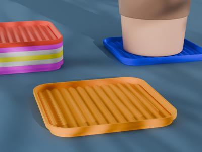 Stackable Wavy Square Coaster Set 3D Print STL File | 3 Sizes 