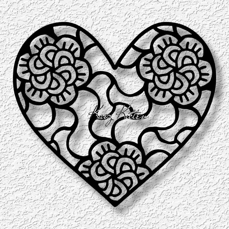 flower mandala heart wall art valentines day home decor