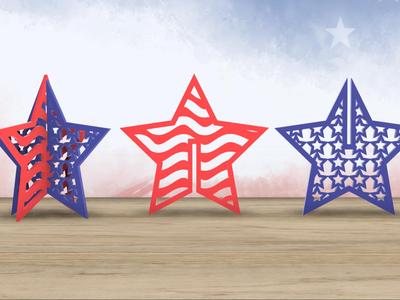 Patriotic 3D Standing Stars