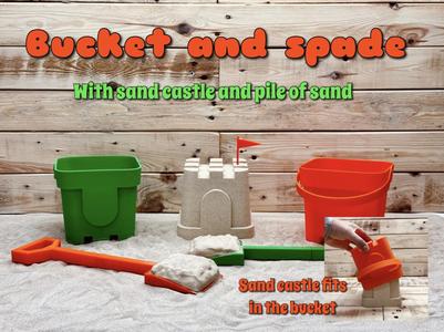 Bucket and Spade with Sand Castle