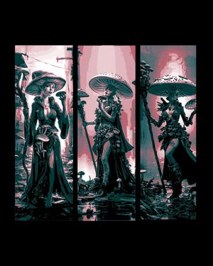 The mushroom Queen walking the road - Set of Bookmarks