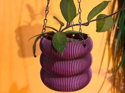 Modern Ribbed Bubble Hanging planter with driptray