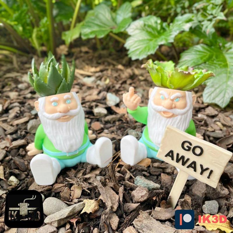 Set Of Garden Gnomes Planters / Happy and Rude Versions / No Supports / 3MF Included