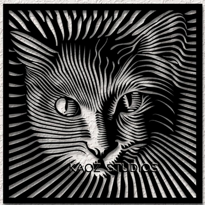 optical illusion wall art 3d cat wall decor kitty decoration