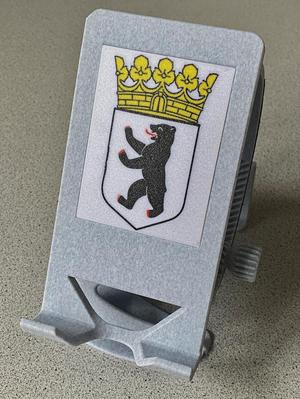 Multi-color Cover Plate for revised Phone Holder (here: Crest of Berlin)