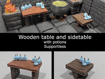 Table and sidetable with potions - supportless