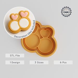 Wedding Rings Cookie Cutter & Stamp, 6-Piece Set, Perfect for Fondant, Romance & Engagement Designs, S/M/L Sizes PRODUCT_238