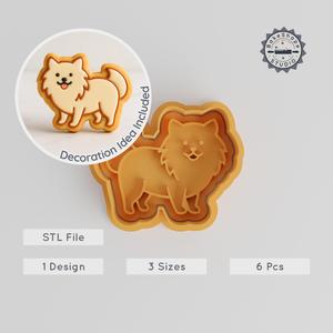 Pomeranian Cookie Cutter & Stamp Set, 3 Sizes, Fluffy Dog Mold, Pet Puppy, Cute Canine Baking Decor PRODUCT_308