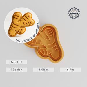 Ginger Shape Cutter & Stamp Set, Perfect for Cookies & Fondant, S/M/L Sizes, Food & Organic Design PRODUCT_1060