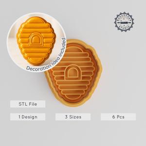 Honeycomb Shape Cutter & Stamp Set, Perfect for Cookies & Fondant, Hexagon Nest, S/M/L Sizes, 6 Pieces PRODUCT_288