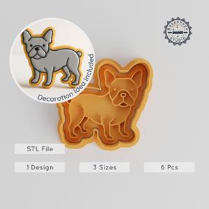 French Bulldog Cookie Cutter & Stamp Set, Perfect for Cookies & Fondant, 3 Sizes S/M/L PRODUCT_286