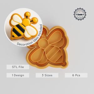 Bee Shape Cutter & Stamp Set, Perfect for Cookies & Fondant, 3 Sizes S/M/L, Honey & Farm Theme PRODUCT_89