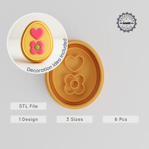 Easter Egg Shape Cutter & Stamp Set, 6-Piece, Perfect for Cookies & Fondant, Includes S/M/L Sizes, Festive Holiday Decoration PRODUCT_60