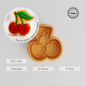 Garden Fresh Cherry Cookie Cutter & Stamp Set, S/M/L Sizes, Perfect for Cookies & Fondant PRODUCT_1056