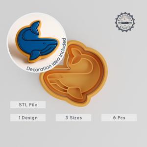 Whale Shape Cutter & Stamp Set, Ocean Mammal Cookie & Fondant, 3 Sizes S/M/L, DIY Baking & Craft Tool PRODUCT_1157