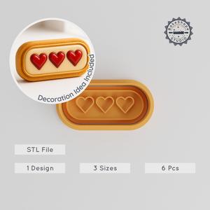 Health Bar Cookie Cutter & Stamp, Game-Inspired Energy Meter, 6-Piece Set, S/M/L Sizes, Perfect for Fondant PRODUCT_1024