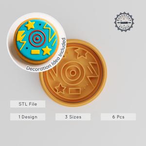 Disc Shape Cutter & Stamp Set, Perfect for Cookies & Fondant, Includes 3 Sizes, Pack of 6 PRODUCT_2709