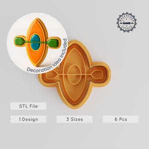 Kayak Shape Cutter & Stamp Set, Watercraft Design, 3 Sizes S/M/L, Perfect for Cookies & Fondant PRODUCT_601