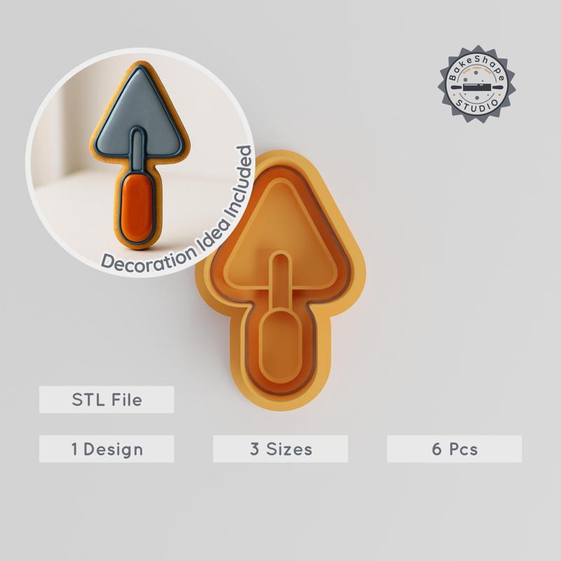 Trowel Shape Cutter & Stamp, Cookie & Fondant Tools, 6-Piece Set, Small, Medium, Large Sizes PRODUCT_532
