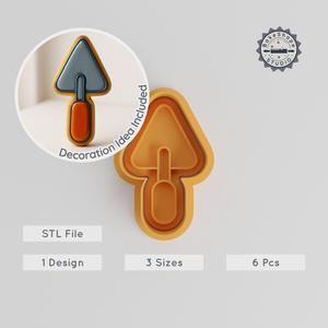 Trowel Shape Cutter & Stamp, Cookie & Fondant Tools, 6-Piece Set, Small, Medium, Large Sizes PRODUCT_532
