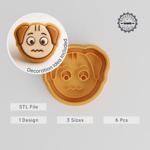 Nervous Animal Shape Cutter & Stamp Set, Dog Design, Cookie & Fondant, 3 Sizes, 6 Pieces PRODUCT_899