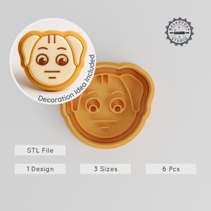 Animal Shape Cutter & Stamp, Calm Dog Cookie Fondant Tool Set, 3 Sizes, 6 Pieces, Wildlife Dog Emblem PRODUCT_906