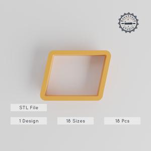 Parallelogram Shape Cutter Set, 18 Sizes 0.75"-5.00" for Cookies, Fondant & Clay, Slanted Rectangle, Oblique Shape, 2D Geometry Tool PRODUCT_1168