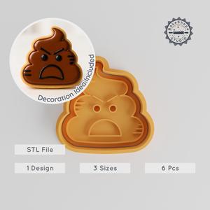 Angry Poop Cookie Cutter & Stamp Set, Emoji Shape for Cookies & Fondant, Small Medium Large Sizes PRODUCT_366