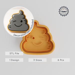 Smiling Poop Shape Cutter & Stamp Set, Cookie & Fondant Decor, 6-Piece Pack, S/M/L Sizes PRODUCT_368