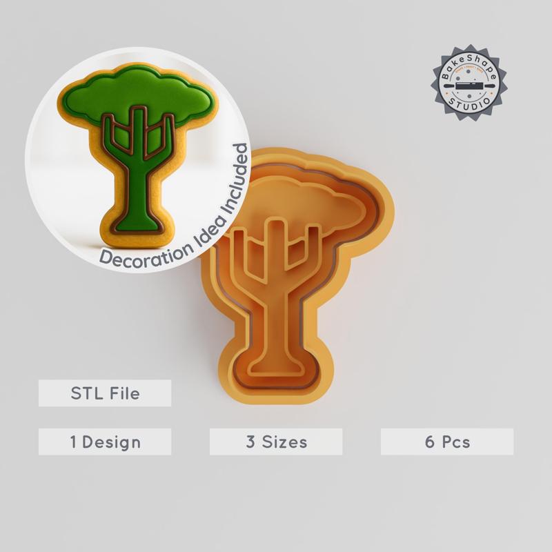 Tall Tree Cookie & Fondant Cutter Stamp Set, Nature Tower Baking Tool, S/M/L Sizes, Plant & Gardening Decor PRODUCT_399