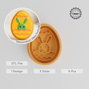 Happy Easter Shape Cutter & Stamp Set, Cookie & Fondant Tool, Includes Easter Bunny & Egg Designs, 3 Sizes, 6 Pieces PRODUCT_489