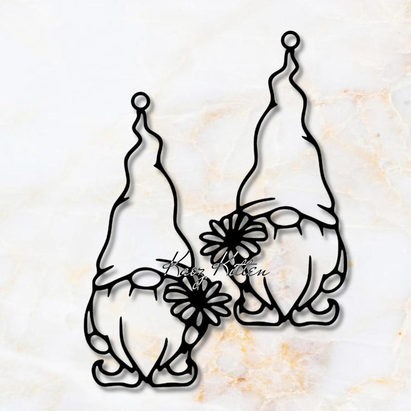 garden gnome holding flower earrings pair