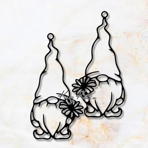 garden gnome holding flower earrings pair
