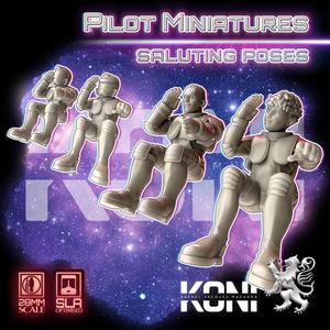 28mm Pilot Miniatures in Saluting Poses