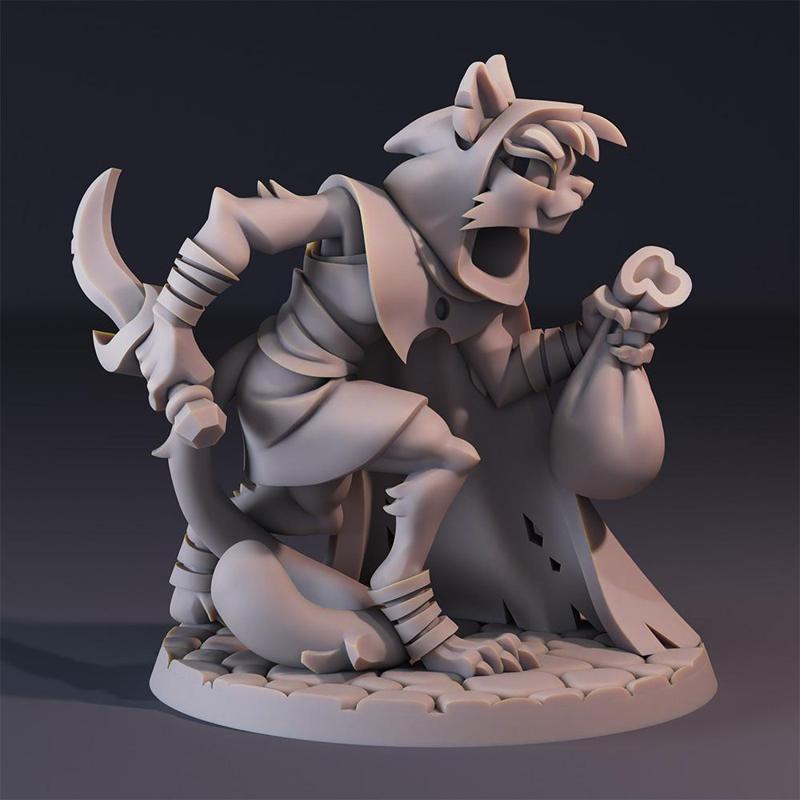 32mm Tabaxi Rogue for D&D and Tabletop Games, Supported