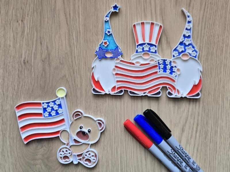 USA 4th of July Cute Coloring Set Festive Sharpie