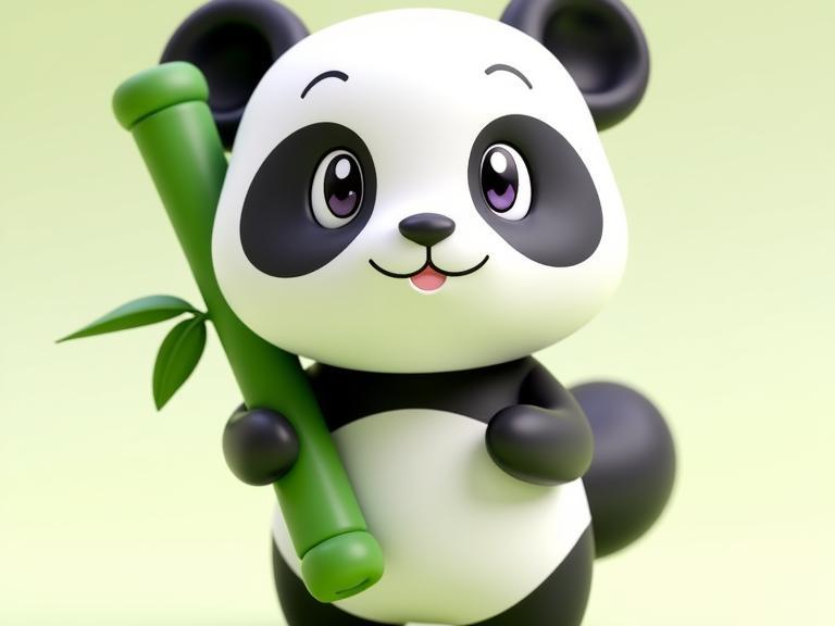 CUTE PANDA HOLDING BAMBOO